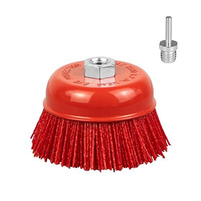 SALI 4" szczotka ścierna z nylonowym włosiem - gruboziarnista szczotka do szlifowania, gwint 5/8" 11, trzpień wiertarski 1/4" - przygotowanie powierzchni i polerowanie mebli metalowych, usuwanie rdzy i farby - przygotowanie powierzchni